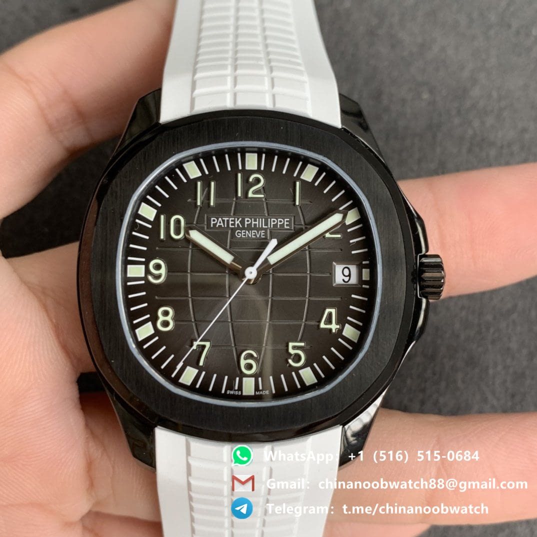 Patek Philippe Aquanaut 5167 Zf Pvd Black Dial White Strap Swiss 324 Sc Replica Watches China