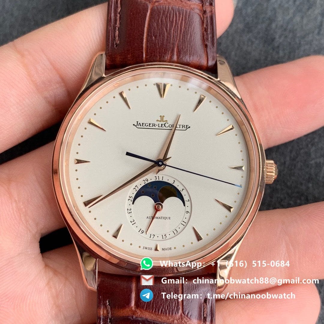 Jaeger Lecoultre Master Ultra Thin Moon Zf Rose Gold White Dial Swiss Jlc 925 Replica Watches China
